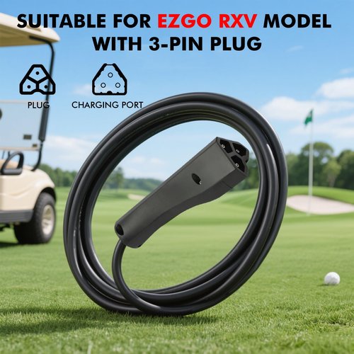Voolex 15A 48V Golf Cart Battery aCharger for EZGO RXV & TXT Waterproof Fully Automatic Trickle Charger with 3-Pin Triangular Plug, Compatible with Lead-Acid Batteries