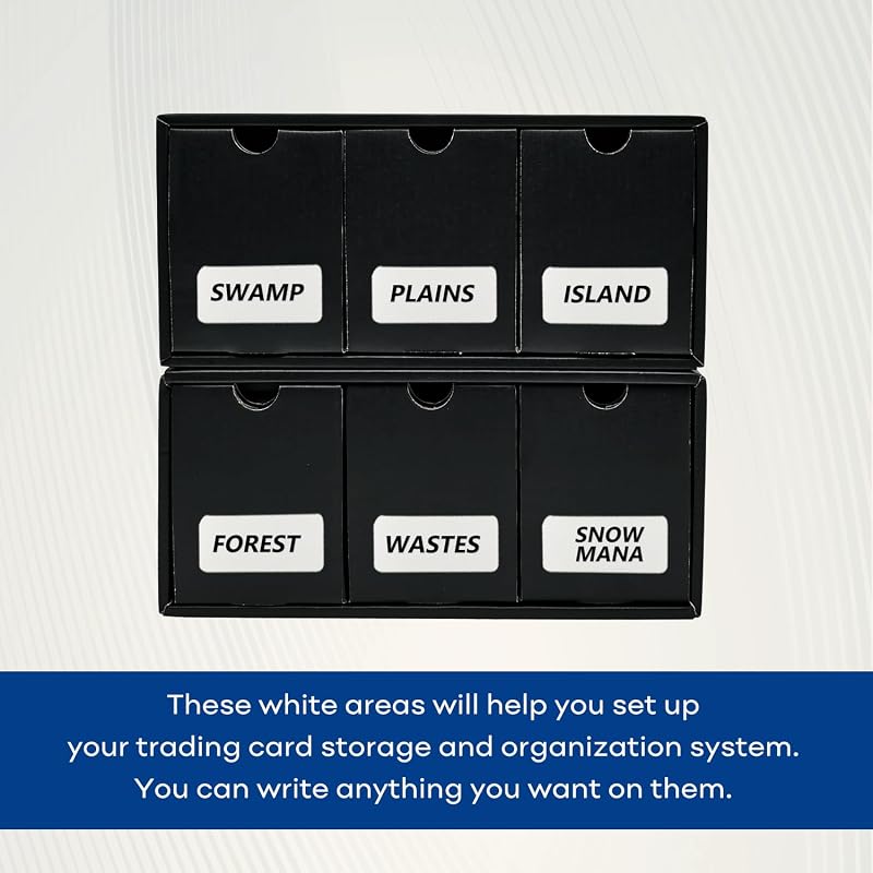 12-Drawer Trading Card Storage Box with 50 Dividers - MTG, Baseball & Sports Cards Collector Box (Black, 12 Drawers)