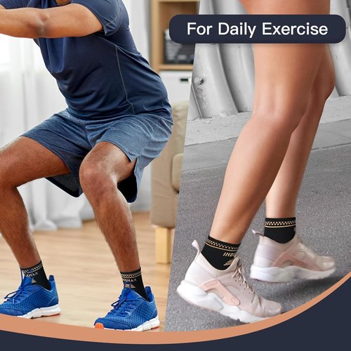 INDEEMAX Copper Ankle Brace - Compression Support Sleeve for Plantar Fasciitis | Medium Golden Pink