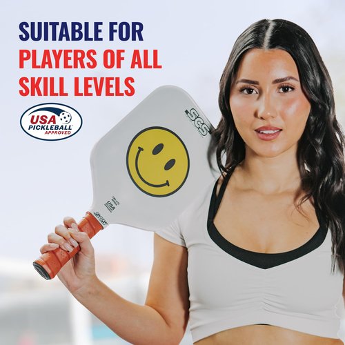 SCS Carbon Fiber Pickleball Paddle – USAPA Approved 2024 – Lightweight, Enhanced Spin, Sure-Grip Handle – Evo-Lite Series for Intermediate Players - Happy Paddle