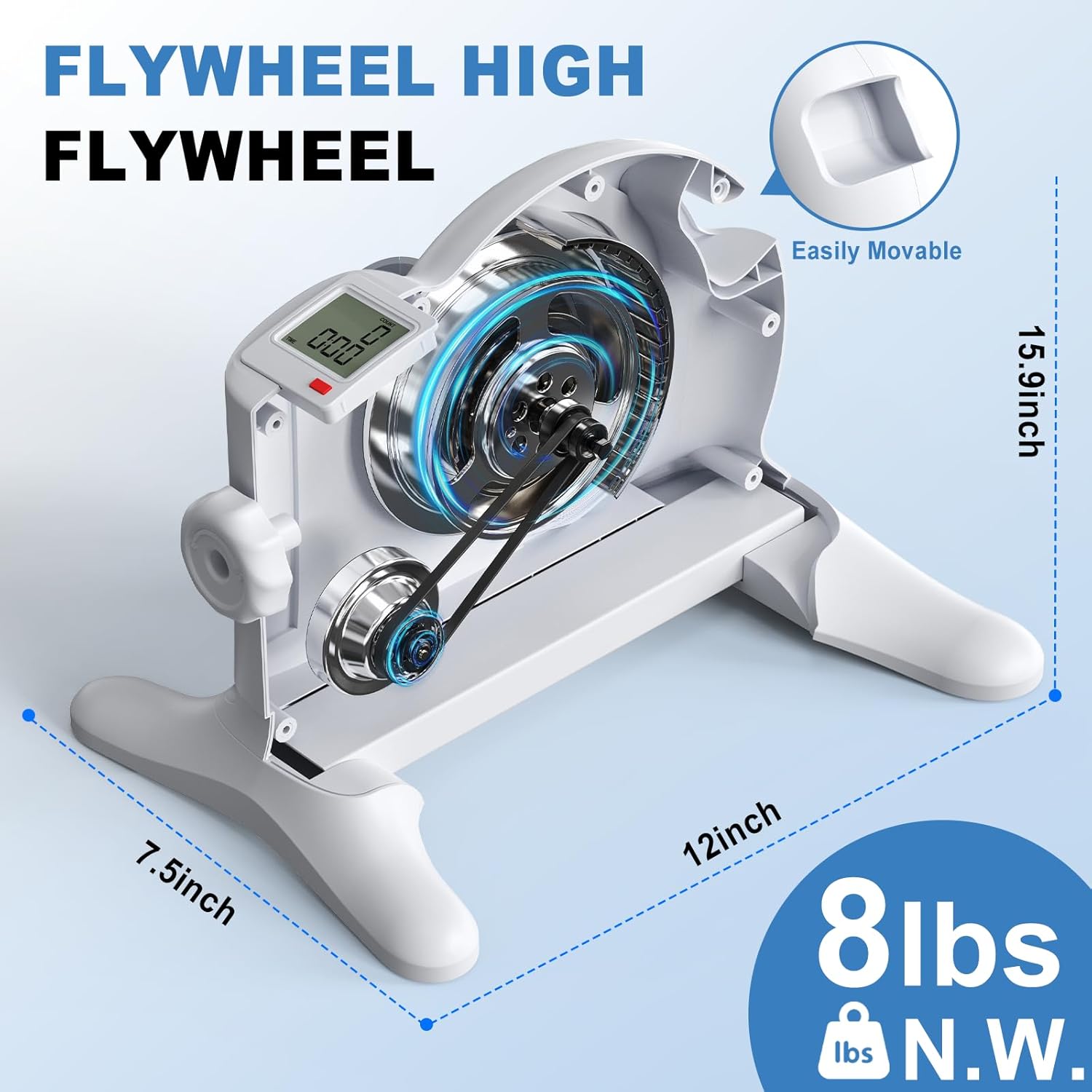 Skiennix Mini Exercise Bike - Under Desk Elliptical Pedal Exerciser for Seniors | LCD Display, Compact Design