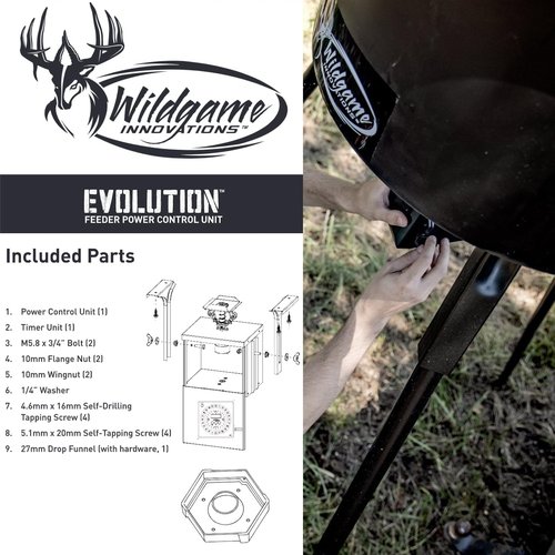 WILDGAME Innovations Evolution Feeder 6V Analog Power Control Unit | Varmint-Proof Programmable Feeder Kit with 24 Available Feed Times & 30ft Feed Range