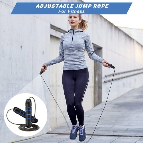 Junkin Jump Ropes - 12 Adjustable Speed Skipping Ropes with Foam Handles for Fitness | Cardio Training