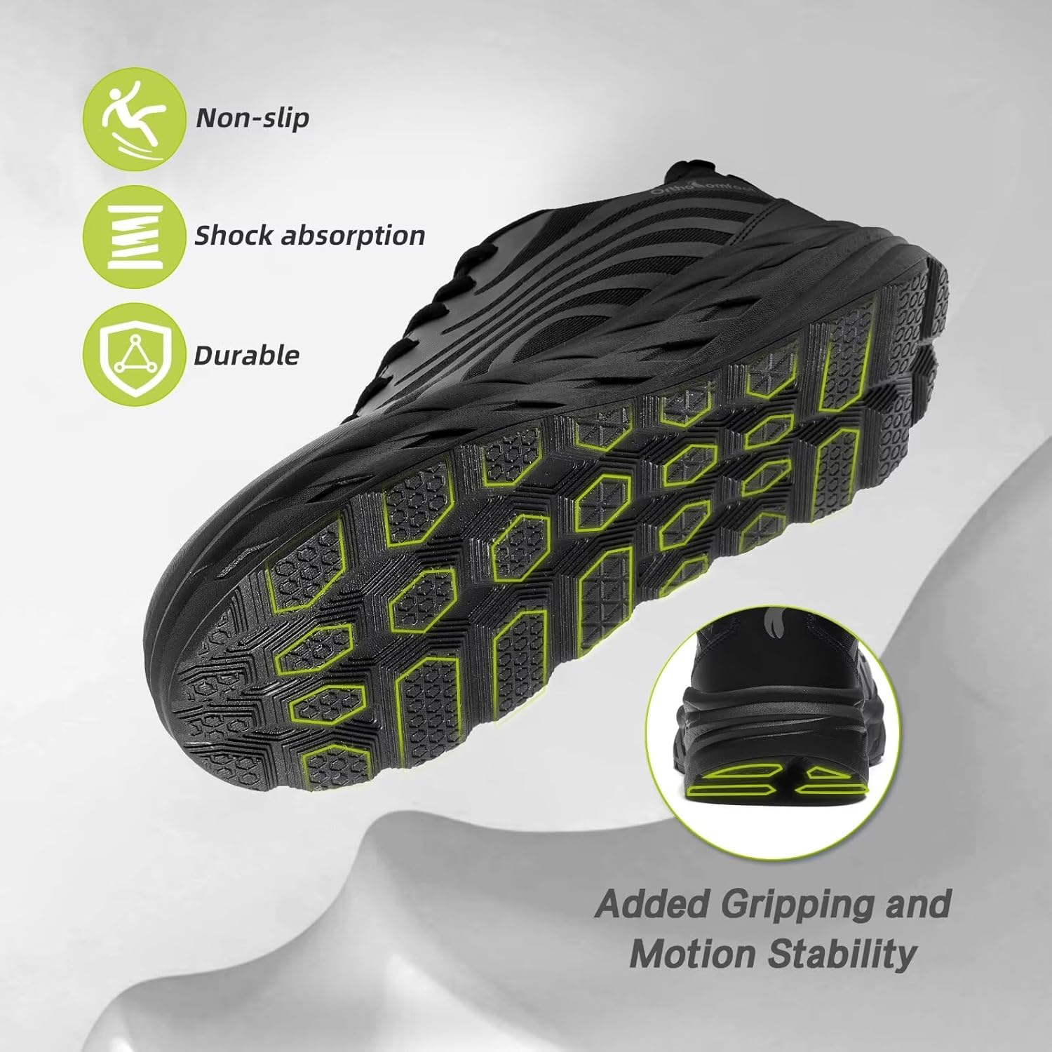 Skiennix Men's Orthopedic Diabetic Running Shoes - Comfortable Arch Support for Heel Pain Relief | Wide Fit Sneakers