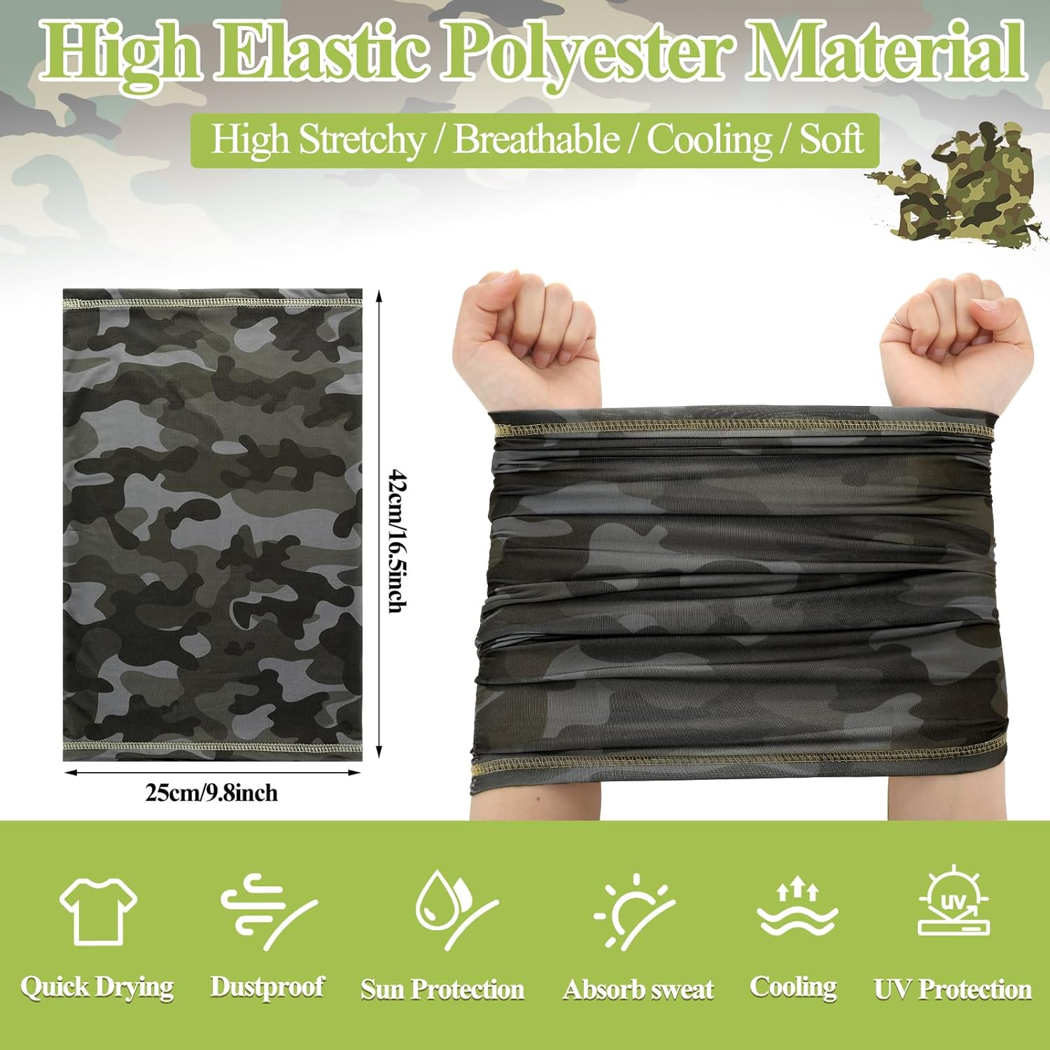 Satinior Summer Camo Neck Gaiter - UV Protection Cooling Face Mask for Men & Women