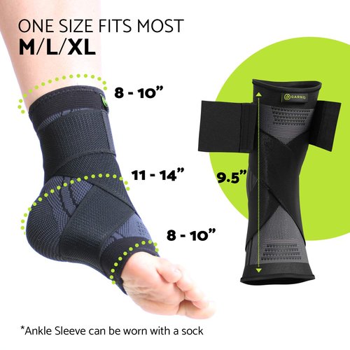GARNO Ankle Brace – Compression Foot Sleeve with Adjustable Straps for Men & Women, Plantar Fasciitis & Achilles Support, Heel & Arch Pain Relief, Swelling & Injury Recovery, Protection for Sports, Running & Basketball (One Size Fits Most, Black)