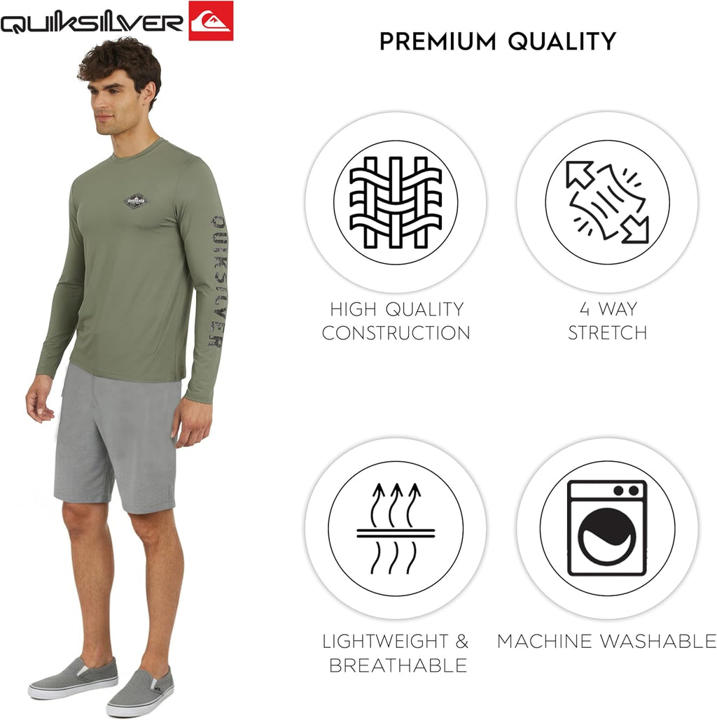 Quiksilver Men's Long Sleeve Rash Guard Shirt - UPF 50 Sun Protection | Regular Fit (S-XXL)