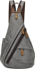 KL928 PU Leather Sling Bag - Stylish Small Crossbody Backpack for Men & Women | Dark Grey