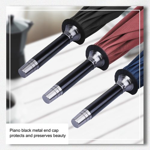 G4Free 52/62inch Wooden J Handle Golf Umbrella Windproof Classic Stick Wedding Cane Umbrellas, Auto Open Cane Hook Handle