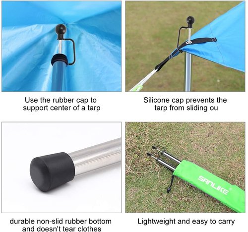 SAN LIKE Tent Poles for Tarp - 90 in Set of 4, Telescoping Canopy Poles for Rooftop Tents, Camping & Trekking, Awning