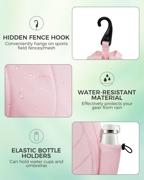 TBTOTRA Tennis Bag, Water Resistant Tennis Backpack for Women Men, Quilted Crossbody Sling Design for Tennis, Pickleball, Badminton Rackets, Pink