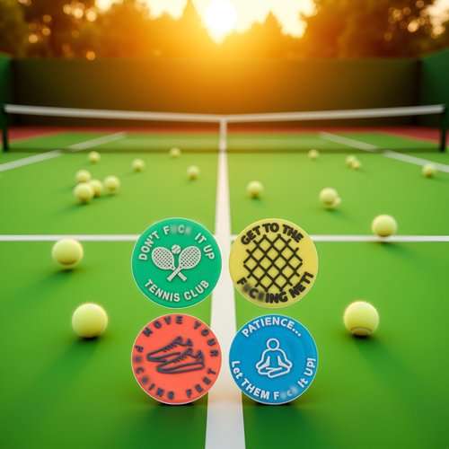 4 Pcs Spicy/Aggressive Reminder to Keep You On Your Tennis Game - Tennis Vibration Dampener, Tennis Racket Dampener, The Best Tennis Gift for Every Player and Team Tennis Vibration Dampeners