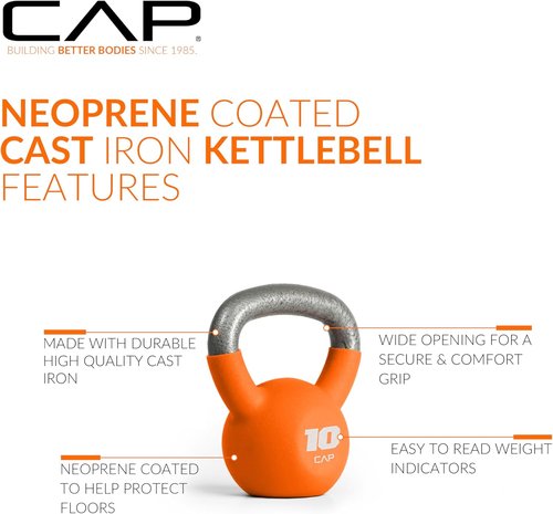 CAP Barbell Cast Iron Kettlebell - Durable Coated Design, Available in Multiple Weight Options