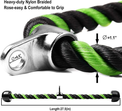 Deluxe Tricep Rope by [Brand Name] - Non-Slip Cable Attachment for Effective Gym Workouts | 27 & 36 Inch Length