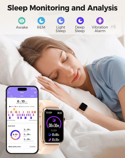Health Fitness Tracker Smart Watch with 24/7 Heart Rate Blood Oxygen Blood Pressure Monitor Sleep Tracker 128 Exercise Modes Step Calorie Counter Pedometer IP68 Waterproof for Women Men Android iOS