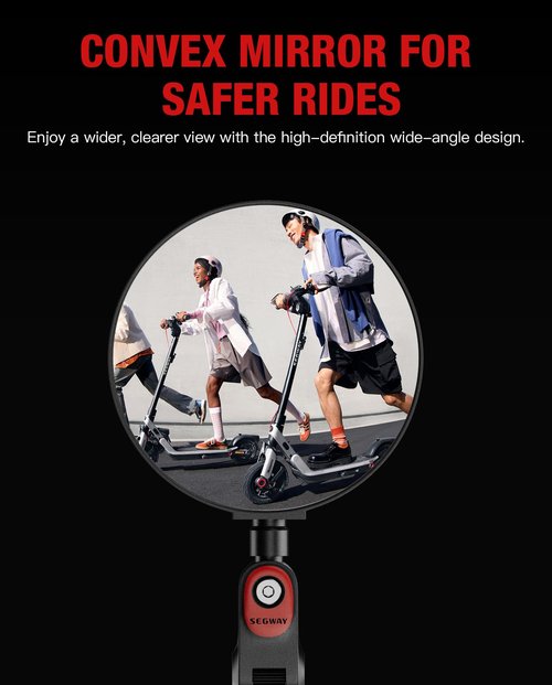 Scooter Rear-view Mirror Compatible with Ninebot by Segway All KickScooters MAX G30 G2 G3 ZT3 Pro GT3 F3 E3(Except Air T15), Adjustable Wide-Angle Vision Rearview Mirrors Original Accessories 2-Pack