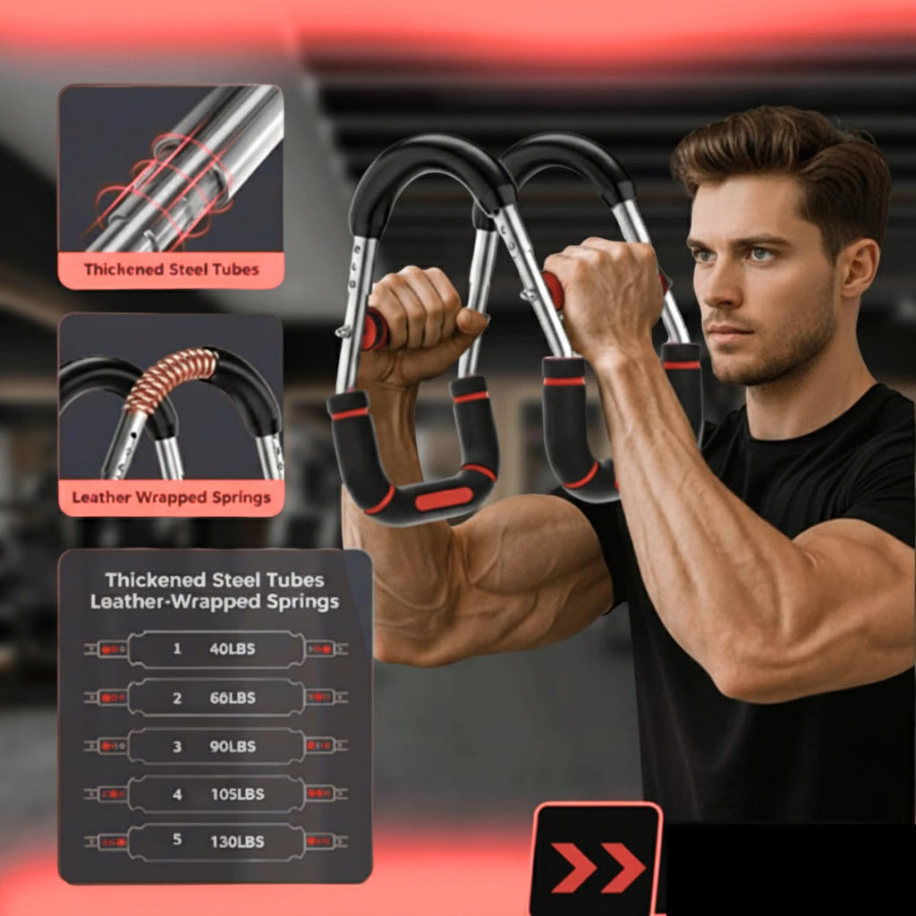 Twister Arm Trainer with Hand Gripper, Professional Arm Workout Equipment with 3Resistance Levels (60–130LB), Adjustable Chest Trainer for Men, Multi-Functional Arm Twister Exerciser for Home Workout