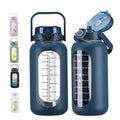chunmo 74 oz Glass Water Bolttles with Straw Large Motivational Water Bottle with Time Marker Sports Water Bottles with Silicone Sleeve and Handle Lid 2.2L Water Jug for Gym Workout