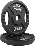 Fitvids Olympic Weight Plates - 2-Inch Cast Iron for Strength Training | 25LB Pair