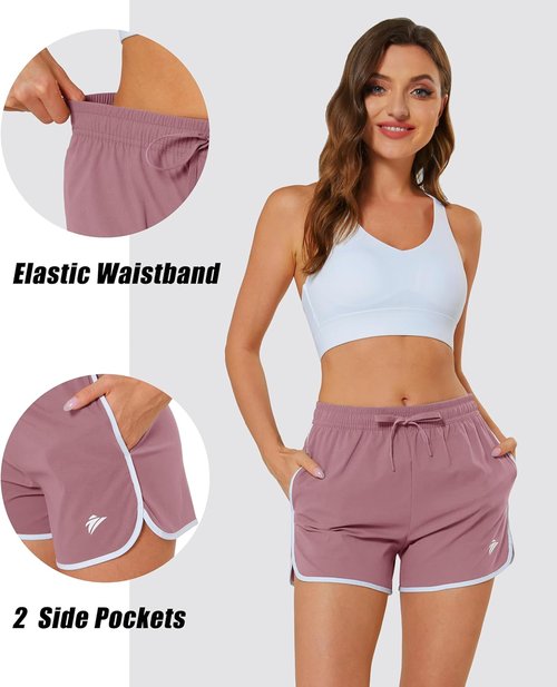 MAGCOMSEN Women's Athletic Shorts - Quick Dry Lightweight 3.5" Running & Gym Workout Shorts