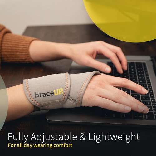 BraceUP Adjustable Wrist Wraps - Compression Support for Workouts & Carpal Tunnel | Pack of 2