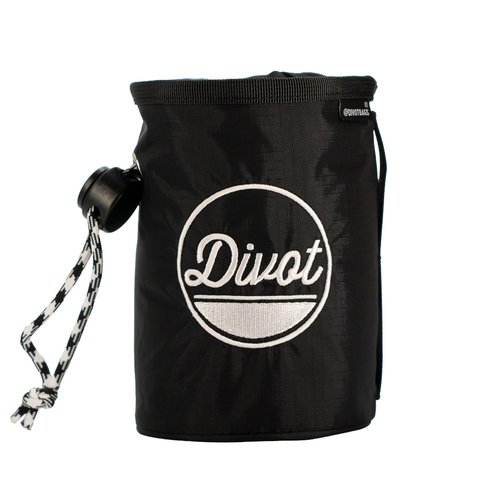 Divot Bags | Convenient Pouch to Hold Sand and Seed Mix for Fixing Divots While Golfing | Bag Easily Attaches to Golf Bag or Push Cart | Allows Golfers to Carry Divot Mix While Walking (Black)