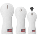 Golf Head Cover Golf Club Grid National Flag Design Golf Covers PU Headcovers Set Fits Driver Fairway Wood Hybrid Utility Woods Iron Wedge Headcover.