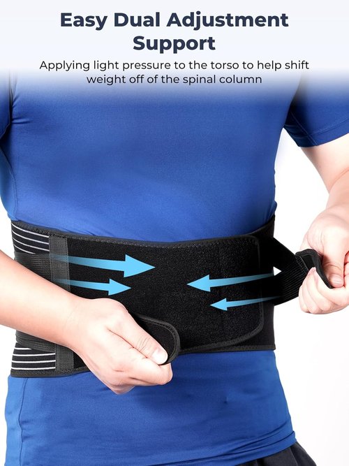 KKM Back Brace for Lower Back Pain Relief - Breathable Support Belt for Herniated Disc & Sciatica | XL Size