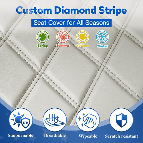 NOKINS Golf Cart Diamond Seat Covers Kit, Fit EZGO Freedom TXT T48 2014+ OEM Standard Front Seat Cushion, Golf Cart Vinyl Seat Cover, No Nails Required (Oyster Gray and Black)