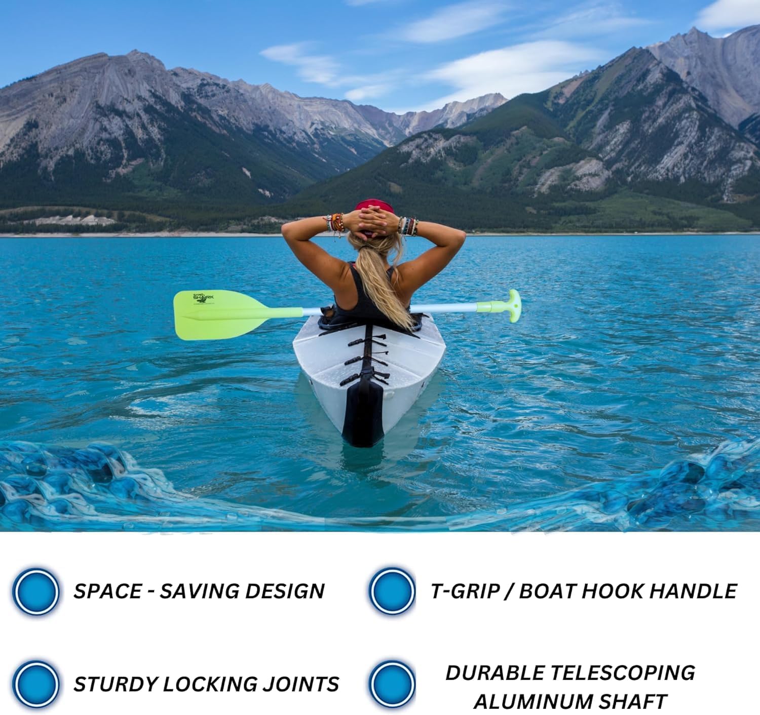 SandShark Premium Telescoping Boat Paddle - Lightweight, High Impact Nylon, 22''-42'' | Ideal for Jet Ski, Kayak, Boating