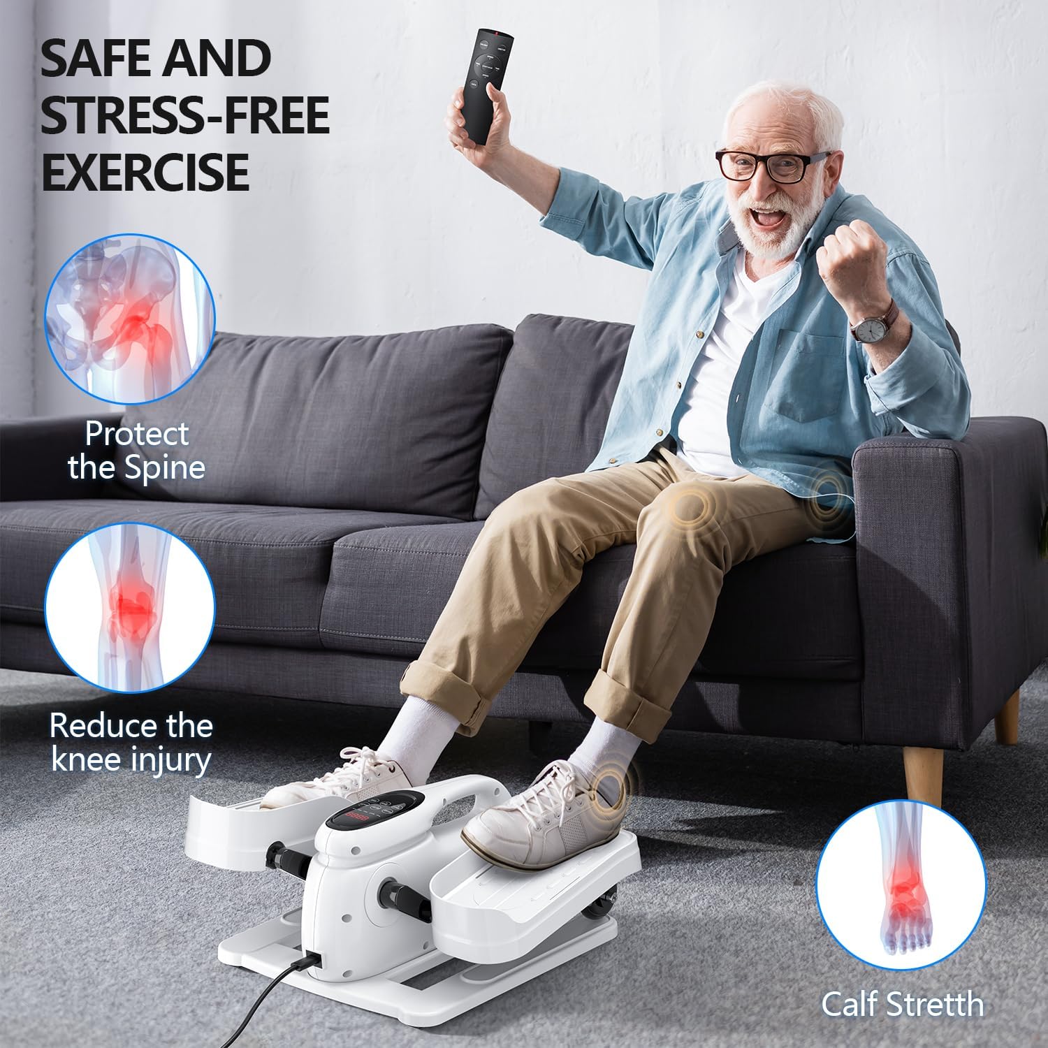 Under Desk Elliptical Machine - Portable Mini Leg Exerciser for Seniors | Quiet Electric Foot Pedal for Home Office