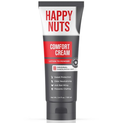 HAPPY NUTS Comfort Cream Deodorant for Men - Aluminum-Free Anti-Chafing & Odor Control | 3.4 Fl Oz