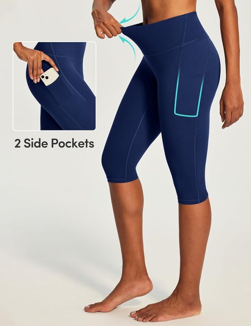 IUGA Capri Leggings - High Waisted Compression Yoga Pants with Pockets | Women's Knee Length Capris