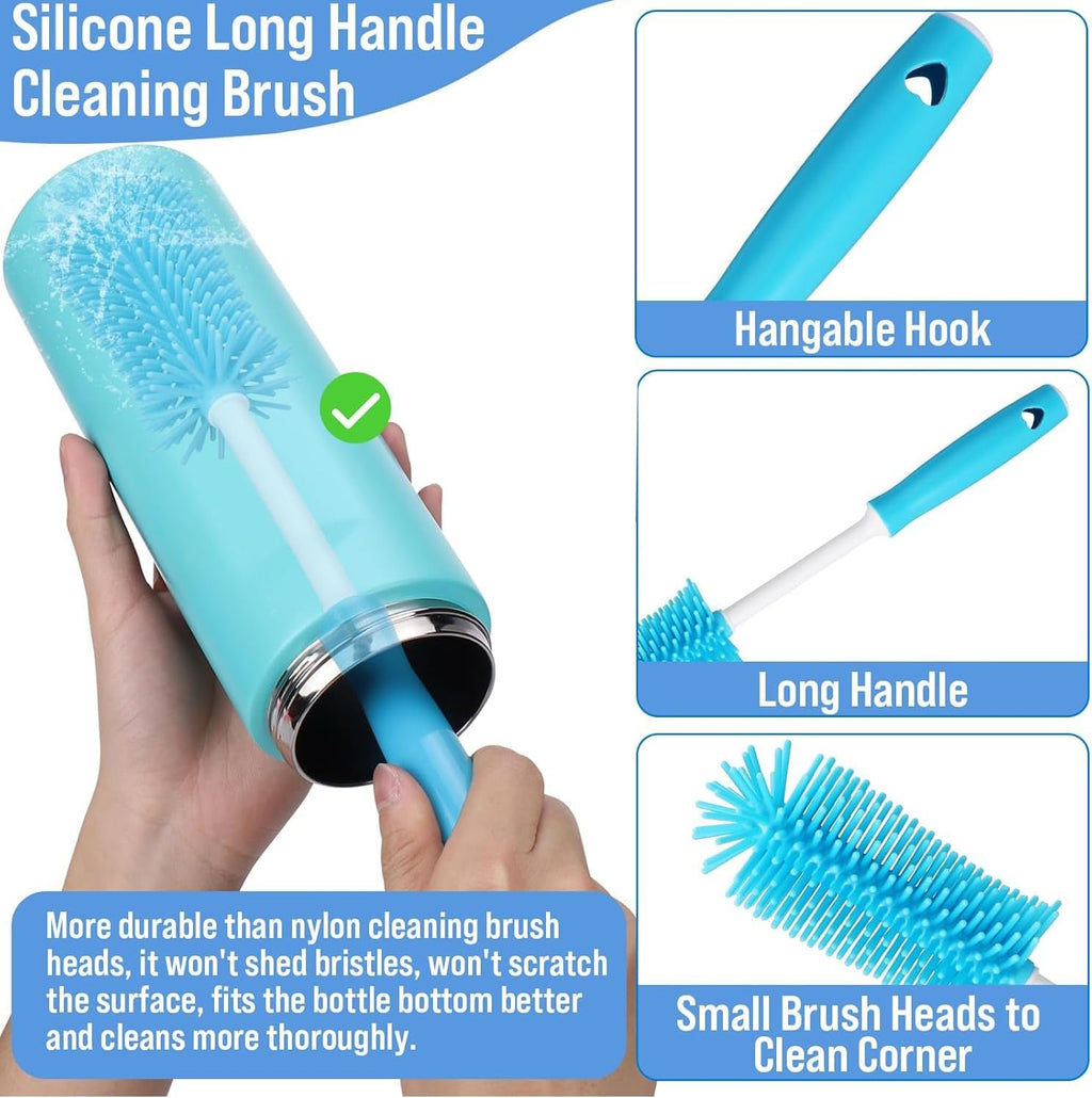 Water Bottle Cleaner Brush Set, 5 Pcs for 20 oz/32 oz/40 oz Cup, Multifunctional Bottle Brush and Long Straw Cleaner Brush, Cleaning Kit for Owala/Stanley/Yeti Tumbler Accessories