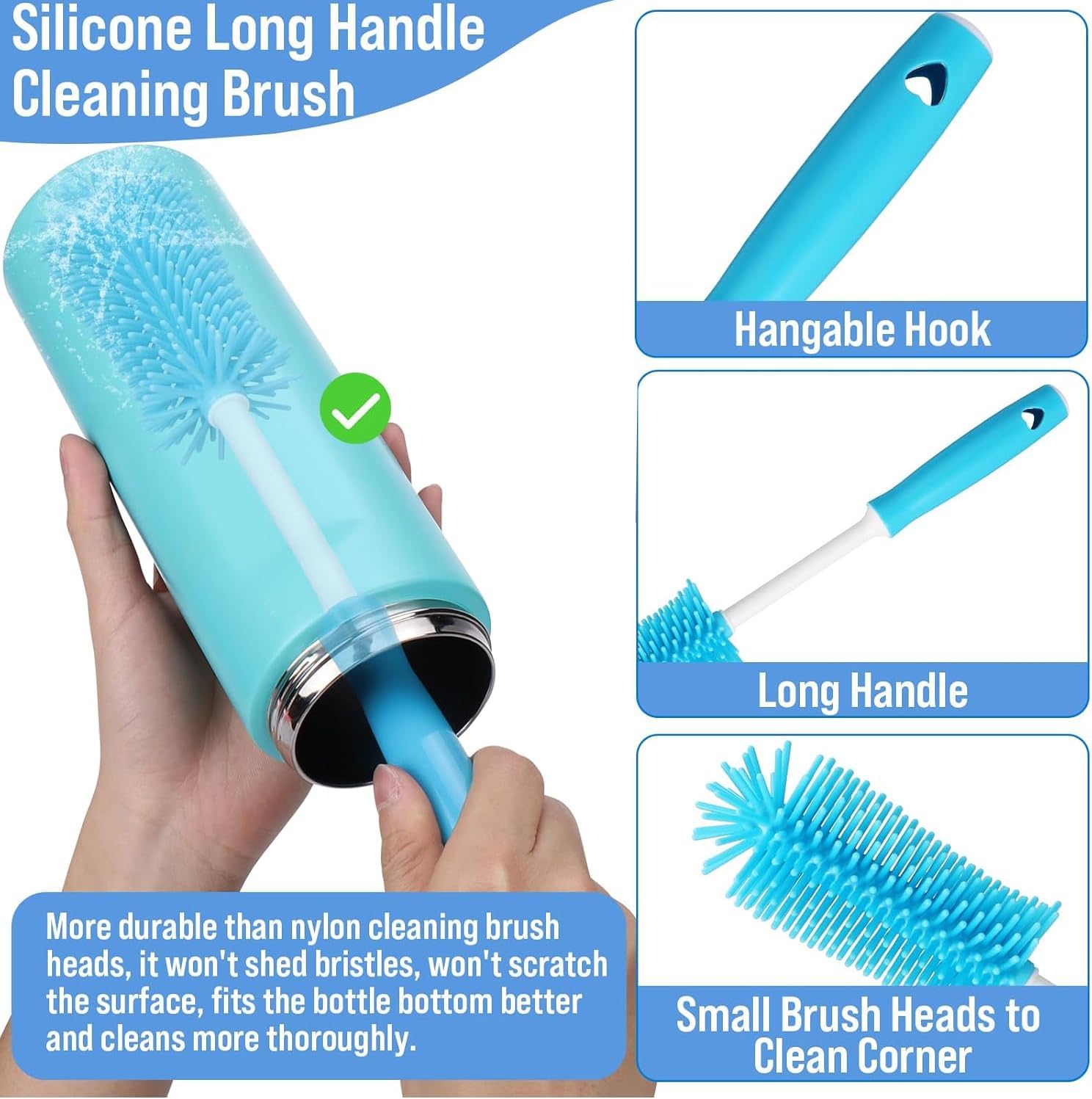 Water Bottle Cleaner Brush Set, 5 Pcs for 20 oz/32 oz/40 oz Cup, Multifunctional Bottle Brush and Long Straw Cleaner Brush, Cleaning Kit for Owala/Stanley/Yeti Tumbler Accessories