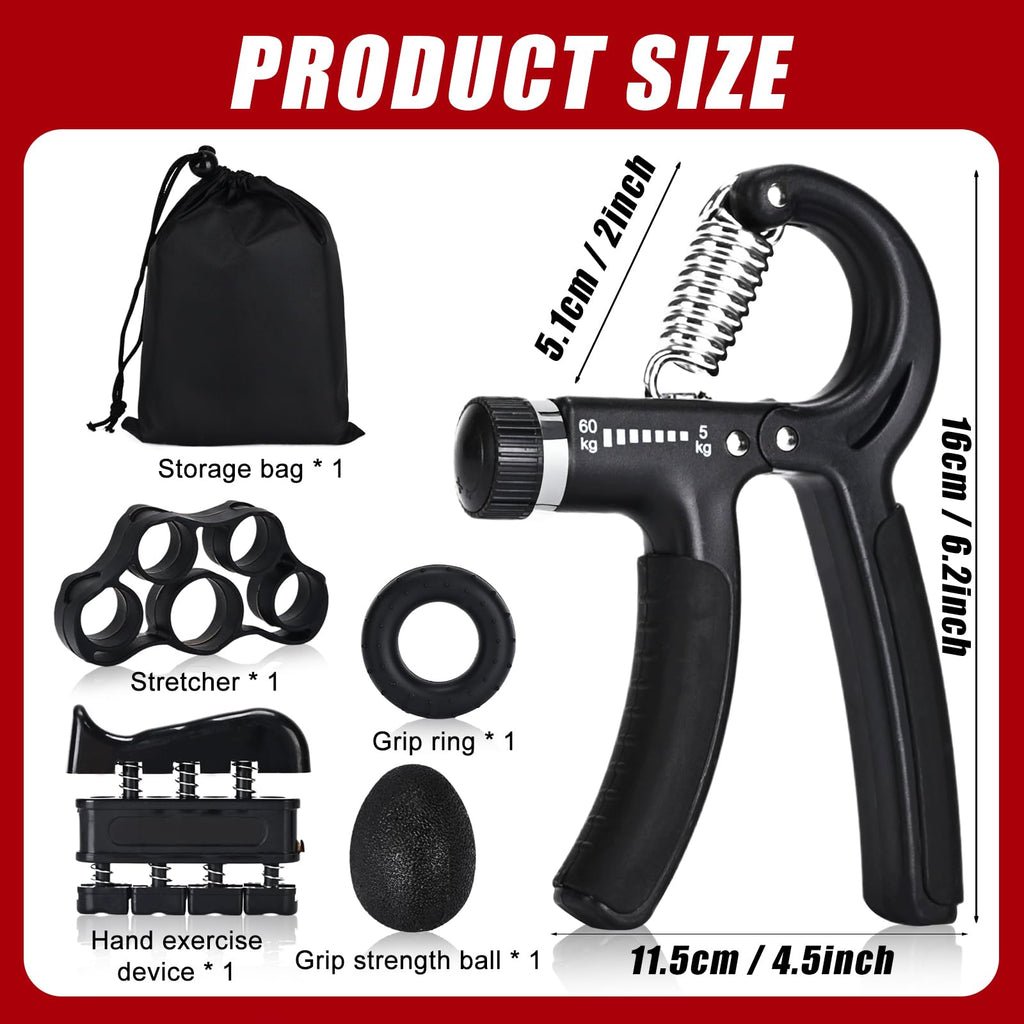 UFANME Hand Grip Strengthener Forearm Strengthener Grip Strength Trainer Kit - 5 Pack Adjustable Resistance