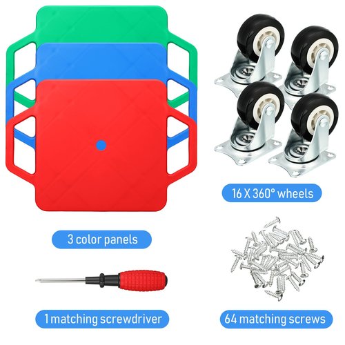 Jerify 3 Pieces Sports Scooter Board Bulk with Handles Gym Floor Scooter for Kids Children Plastic Roller Floor Sitting Board Indoor Outdoor Activities Play Equipment, 11 x 11 inch