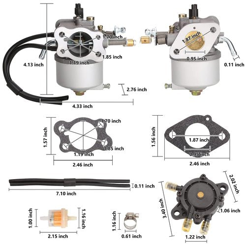 10L0L Golf Cart Carburetor Fuel Pump Kit for 1991+ EZGO TXT Marathon Medalist Freedom ST 4-Cycle Models with 295cc Engines OEM# 26645-G01 26645-G03 72840-G01 26726-G01 26727-G01 72558-G02 603901 17553