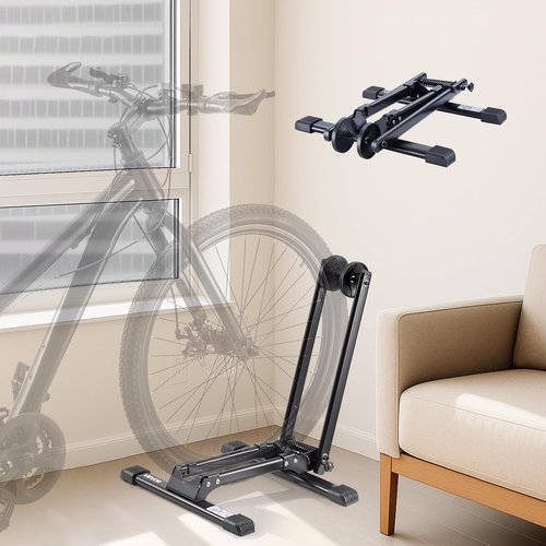 VEVOR Bike Racks 2 Pack, Fits 20 to 27 Inch Mountain & Road Bikes, Alloy Steel Rust-Resistant Bike Floor Stand Rack, Foldable Bicycle Stand for Entryway, Garage, Home Bikes Parking & Storage, Black