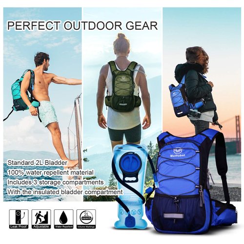 Mothybot Insulated Hydration Backpack Pack with 3L BPA Free Bladder, Water Backpack Compatible with More Bladder Models with Large Storage Lightweight Hiking Daypack with Waist Pouches