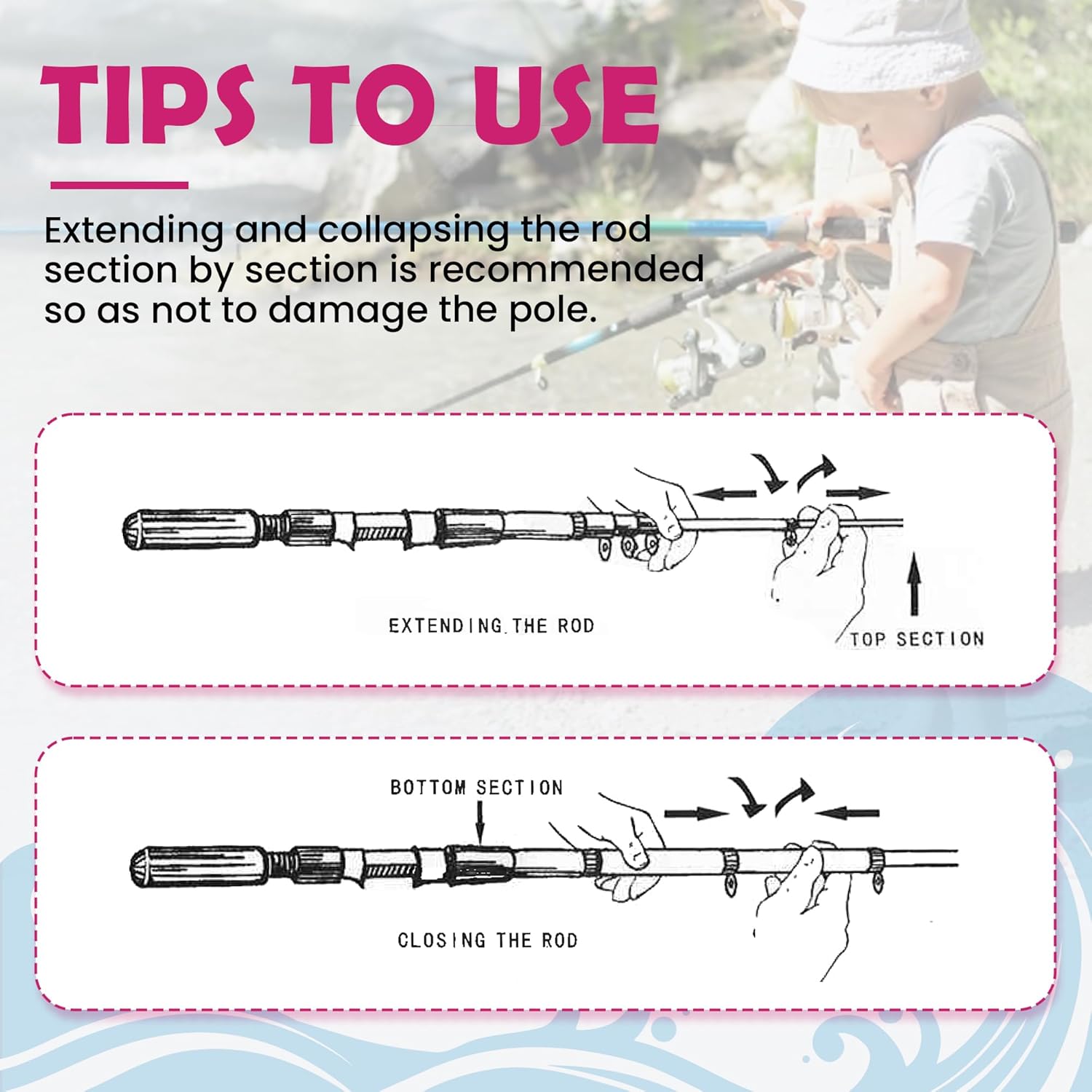 WIDDEN Kids Fishing Pole, Portable Telescopic Kids Fishing Poles for Boys and Girls, Fishing Rod and Reel Combo Kit with Tackle Box Bag Net, Best Fishing Pole for Toddler Youth and Beginners