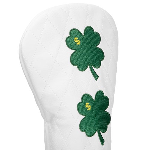 Golf Club Covers, 1pc or 3pcs Golf Headcovers Set 1 3 h, White PU Leather Driver Headcover, 3 Wood Cover, Hybrid Headcover Lucky Clover Style Golf Club Protective Case (3pcs (D +F +H))