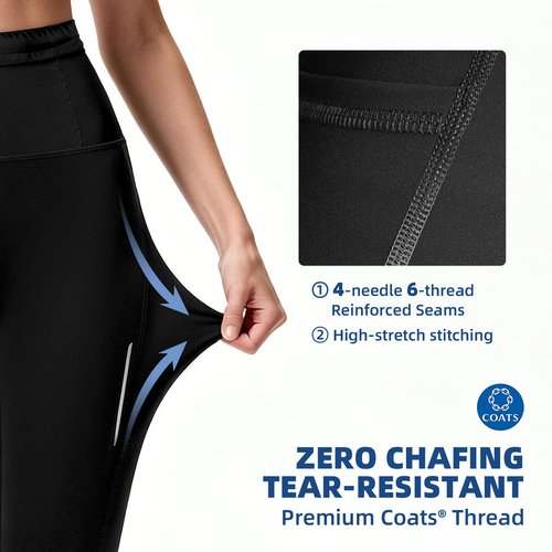 Clbort Running Leggings for Women with 6 Pockets Gym Workout Leggings High Waisted Yoga Pants Tummy Control Compression Pants Black