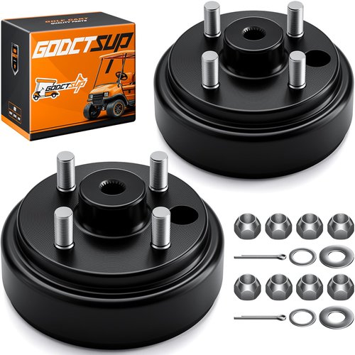 GODCTSUP EZGO Brake Drum Hub Assembly, Golf Cart Brake Drums for EZGO TXT 1982-UP Electric and 2-Cycle 1982-1993 Gas, 24 Tooth Star Spline Drums Replace OEM# 19186G1P (Black 2-Pack)