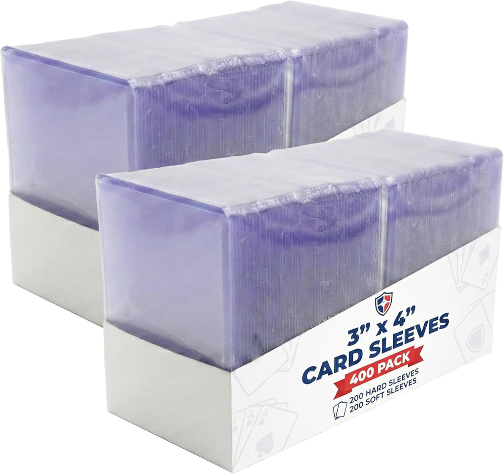 Skiennix Card Sleeves - 400 Pcs Premium Hard & Soft Plastic Trading Card Holders | 3 x 4 Inch