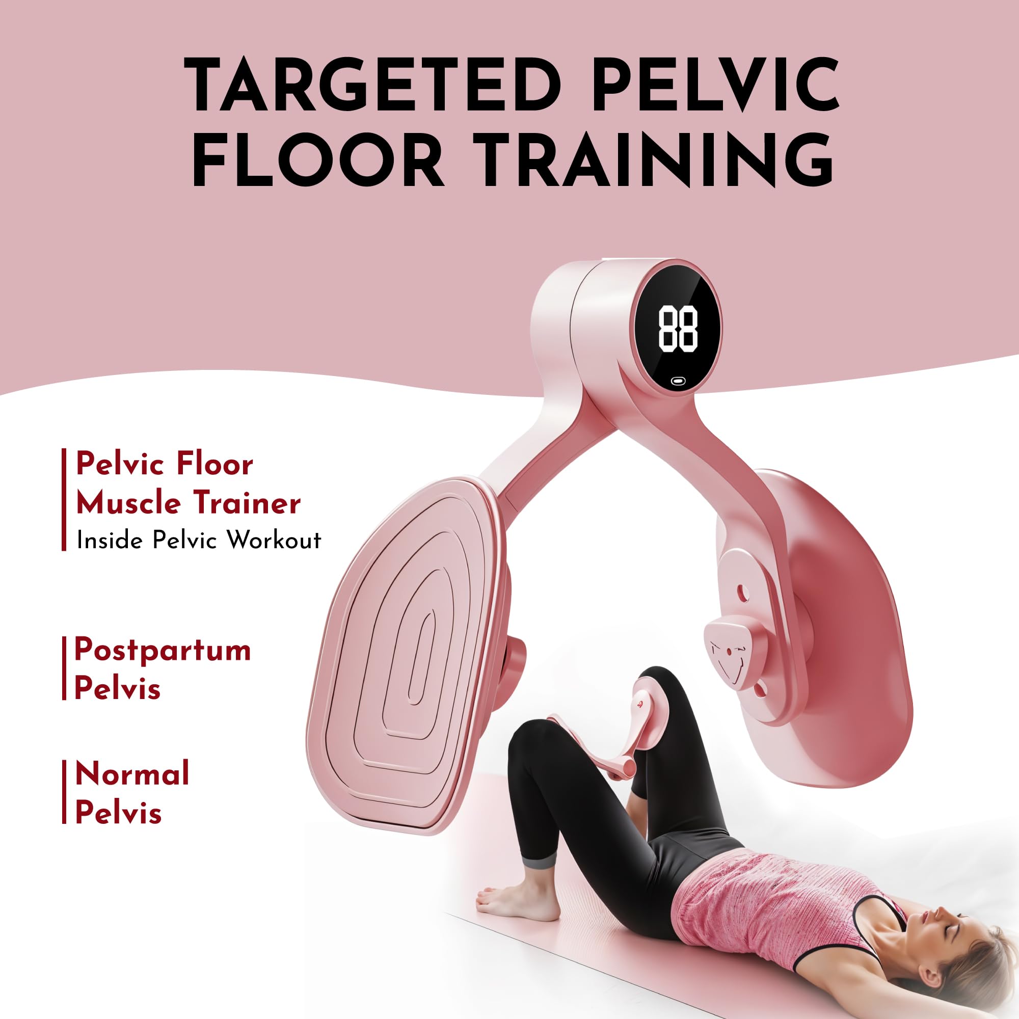 Pelvic Floor Thigh Exercise Device - Portable Kegel System Strengthening Exerciser for Men Women Inner Outer Muscle - Hip Abductor Master Trainer & Leg Workout Toner Equipment for Home Fitness