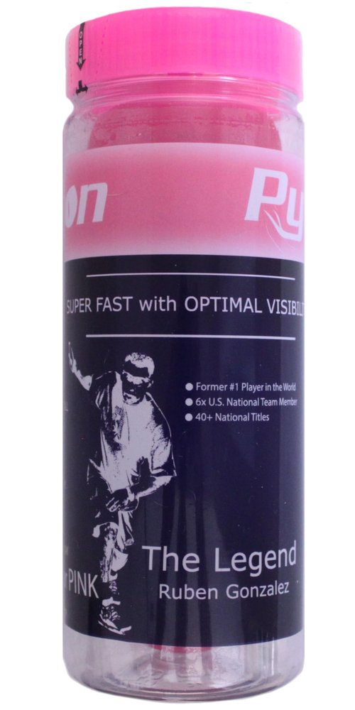 Python (Pink) Racquetballs (Super Fast w/Optimal Visibility) (1-Can/3-Balls)