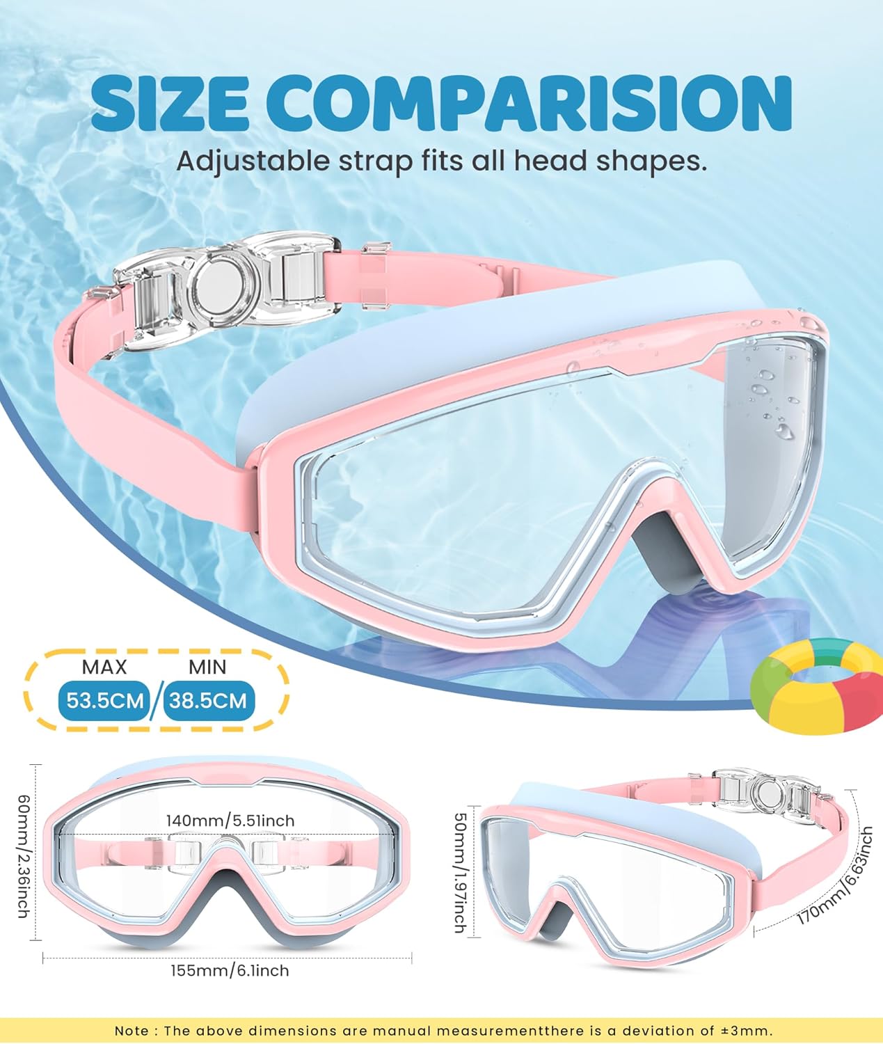 Skiennix Kids Swim Goggles - Anti-Fog UV Protection | 180° Clear View | 3 Pack for Ages 4-16