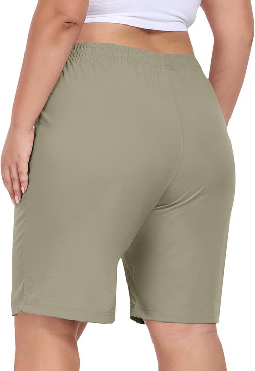 MoFiz Women's Plus Size Hiking Shorts - Lightweight Quick-Dry Athletic Shorts in Grey Khaki, 4XL