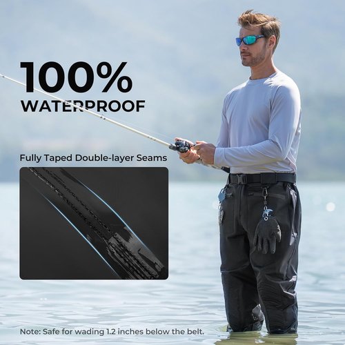 Calamus WaveWalker Waist Waders for Men - 100% Waterproof RipShield Fabric | Slip-Resistant Boots & Moisture-Wicking Insoles
